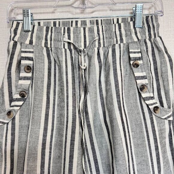 Derek Heart Striped Linen Pants, Size S - Picture 3 of 5